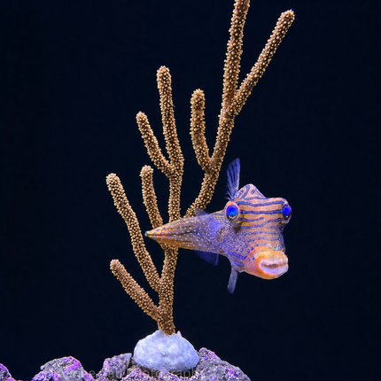 Colorful fish swimming near coral in an aquarium setting